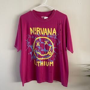 Nirvana Lithium Tee Shirt Womens OS Pink Barbiecore Punk Grunge Rock Band Shirt